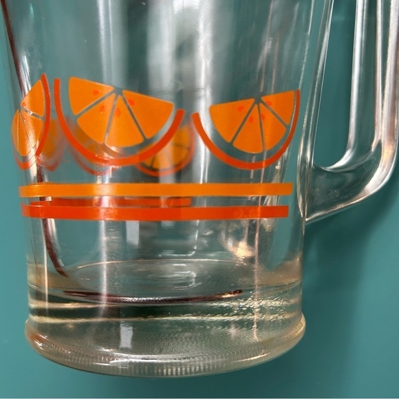 Vintage Clear Glass Pitcher with Orange Slice Design - Picture 8 of 14